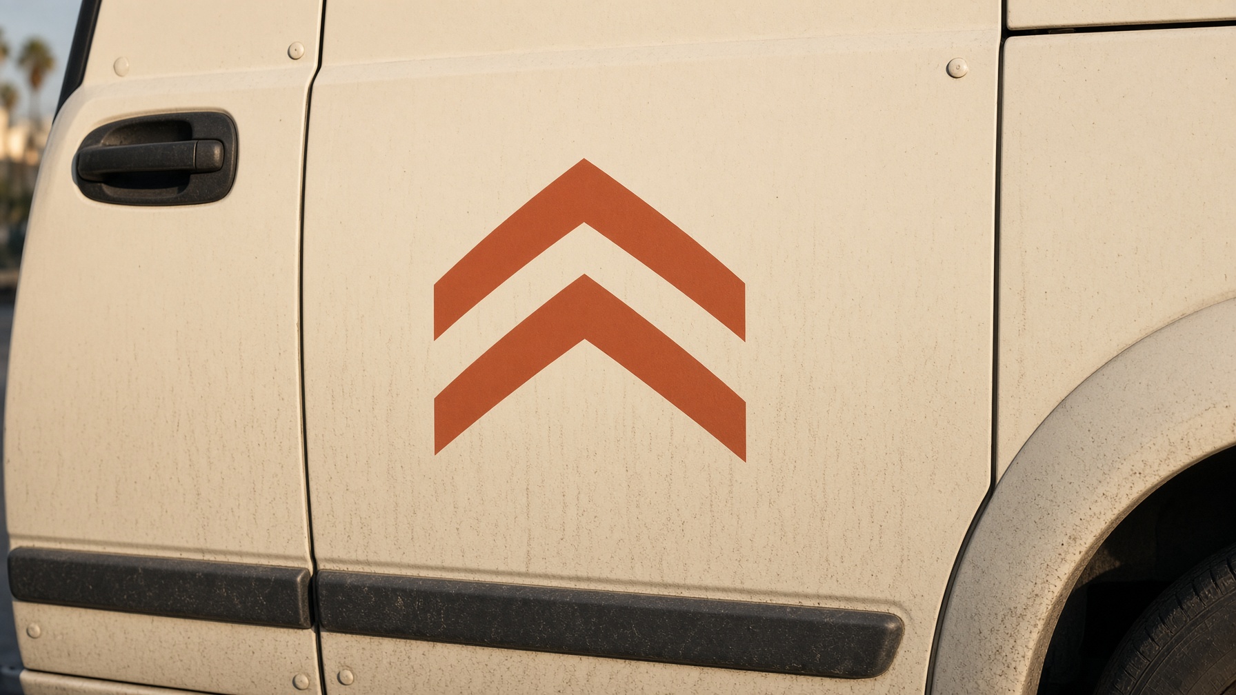 A mark on a van door